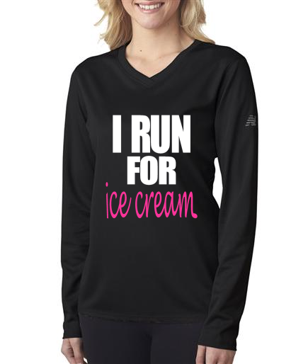 Running - I Run For Ice Cream - NB Ladies Black Long Sleeve Shirt